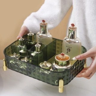 【24小時出貨】透明鑽石紋路收納盒/化妝品收納/保養品收納/桌面救星/質感收納盒-細節圖3