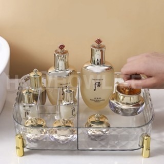 【24小時出貨】透明鑽石紋路收納盒/化妝品收納/保養品收納/桌面救星/質感收納盒-細節圖4