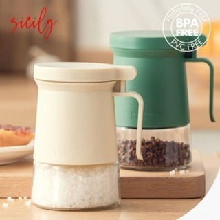 【24小時出貨】設計款防潮調味鹽罐/玻璃調料罐/帶把手調味瓶/廚房調味罐-細節圖2