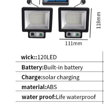 四月科技能源🍀光控太陽能燈新款戶外太陽能壁燈 LED旋轉人體感應燈庭院投光燈家用照明燈(一拖二)A002-4-細節圖2