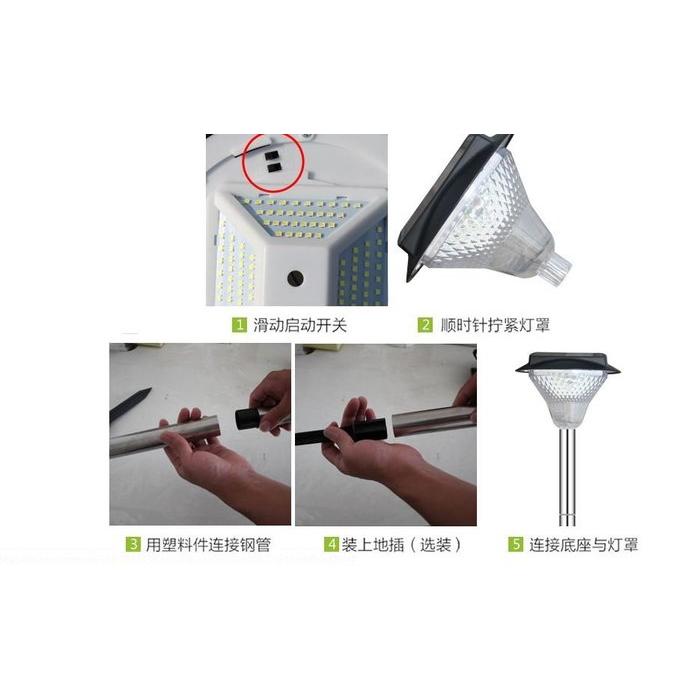 ☆四月科技能源☆光控太陽能燈128LED戶外庭院燈太陽能草坪燈超亮壁燈花園 地插型A0156-細節圖6