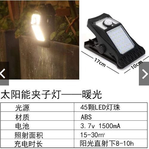 🇹🇼四月科技能源🍀光控太陽能夾子燈戶外防水庭院花園壁燈應急照明燈露營人體感應路燈A0025{03-2}-規格圖10