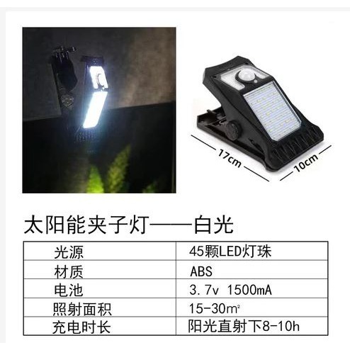 🇹🇼四月科技能源🍀光控太陽能夾子燈戶外防水庭院花園壁燈應急照明燈露營人體感應路燈A0025{03-2}-規格圖10