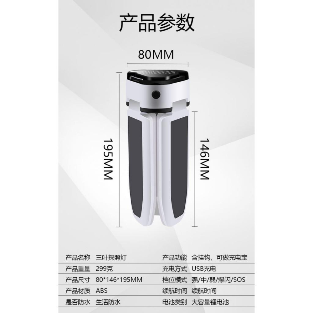 ☆四月科技能源☆太陽能充電球泡燈60LED三葉應急燈USB多功能磁鐵燈泡燈停電擺攤燈A0448-2-細節圖8
