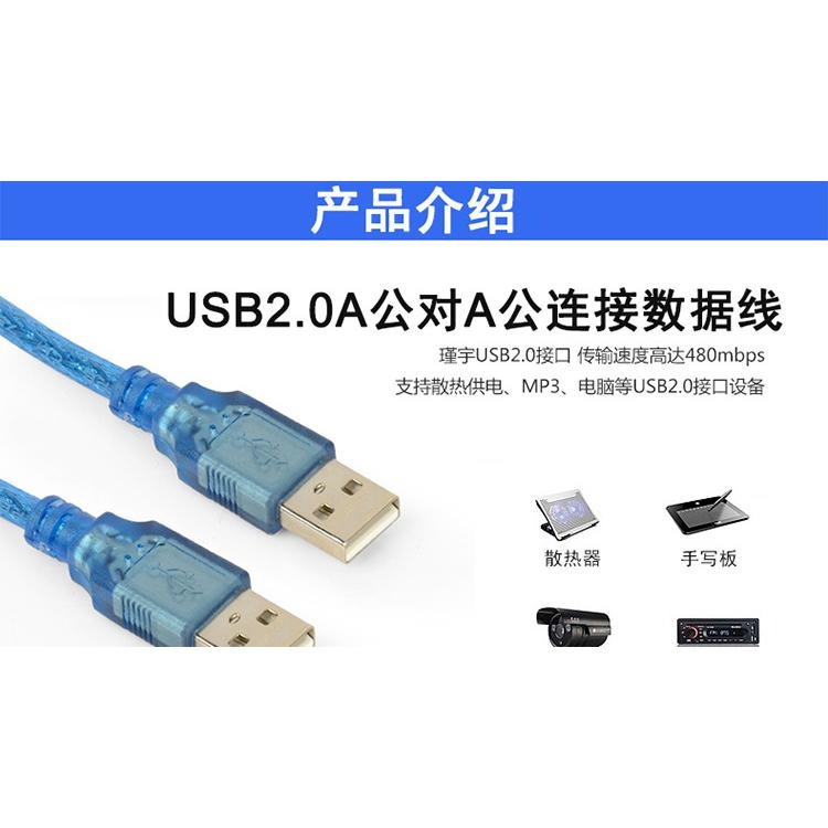 🇹🇼四月科技能源🍀1.5米USB公對公線USB2.0A/A數據線充電線透明藍帶編織純銅足米-細節圖4