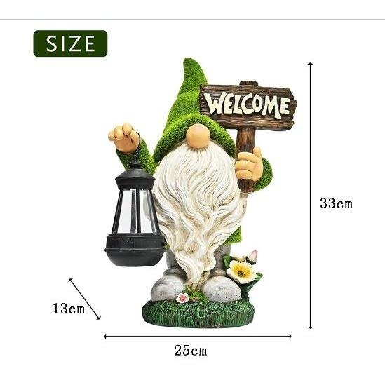 ╭☆April shop☆╮光控戶外太陽能樹脂工藝品擺件花園草坪庭院陽台裝飾燈地精小矮人植A0236-7[07-4]-細節圖4