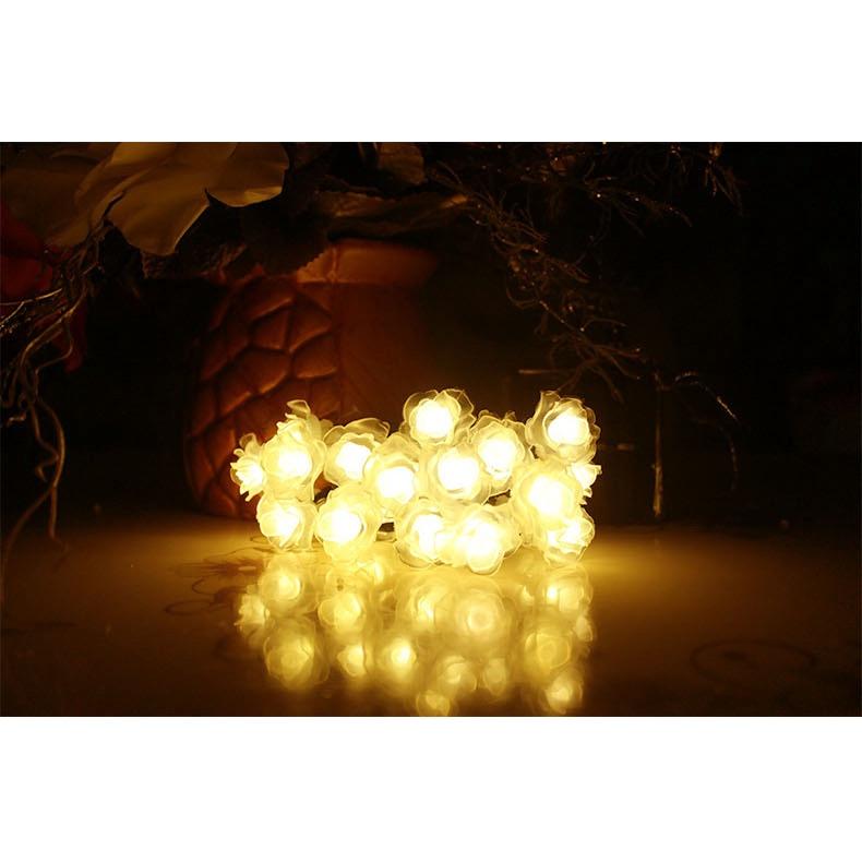 ╭☆April shop☆╮光控太陽能燈 LED戶外防水彩燈情人節仿真花裝飾彩燈太陽能玫瑰花燈串 30LEDA0329-細節圖3