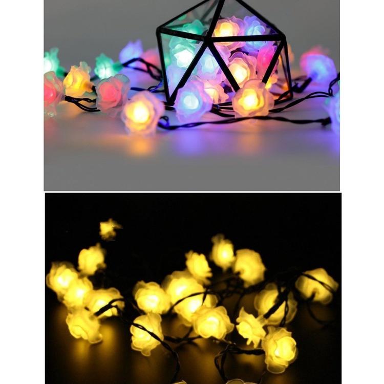 ╭☆April shop☆╮光控太陽能燈 LED戶外防水彩燈情人節仿真花裝飾彩燈太陽能玫瑰花燈串 30LEDA0329-細節圖4