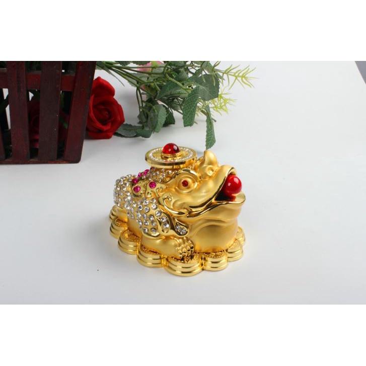 🇹🇼四月科技能源☘️汽車金蟾擺件車載金蟾納汽車金蟾擺件車載金蟾納財香水座內飾合金擺鑲鑽金蟾汽車香水飾品-細節圖4