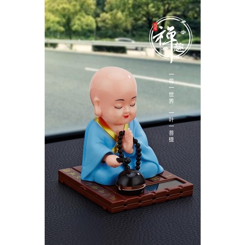 🇹🇼四月科技能源🍀 太陽能念經小和尚搖頭汽車車載擺件小沙彌創意擺件公仔擺件[01-1]-細節圖5