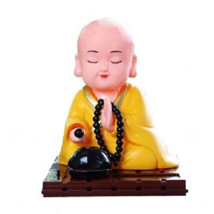 🇹🇼四月科技能源🍀 太陽能念經小和尚搖頭汽車車載擺件小沙彌創意擺件公仔擺件[01-1]-規格圖9