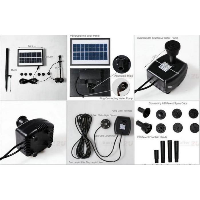 ☆四月科技能源☆3.6W多晶矽太陽能噴泉帶充電系統晚上陰天均可工作 C007-細節圖3