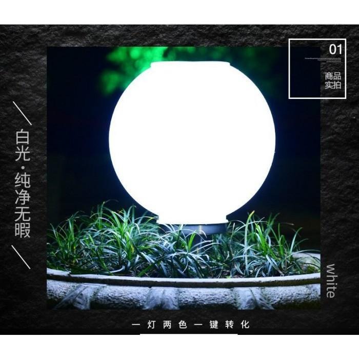 ☆四月科技能源☆光控+遙控25CM太陽能LED燈不銹鋼柱頭燈球形門柱燈圓形牆頭燈白+暖 雙色A0115-細節圖2