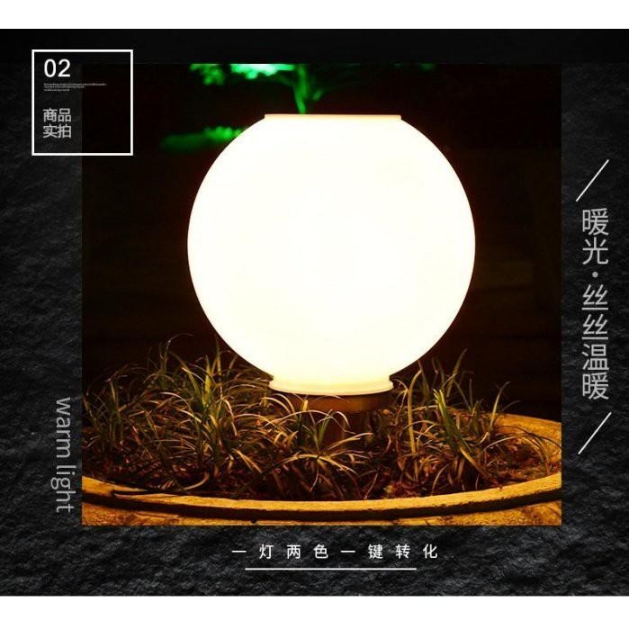 ☆四月科技能源☆光控+遙控25CM太陽能LED燈不銹鋼柱頭燈球形門柱燈圓形牆頭燈白+暖 雙色A0115-細節圖3