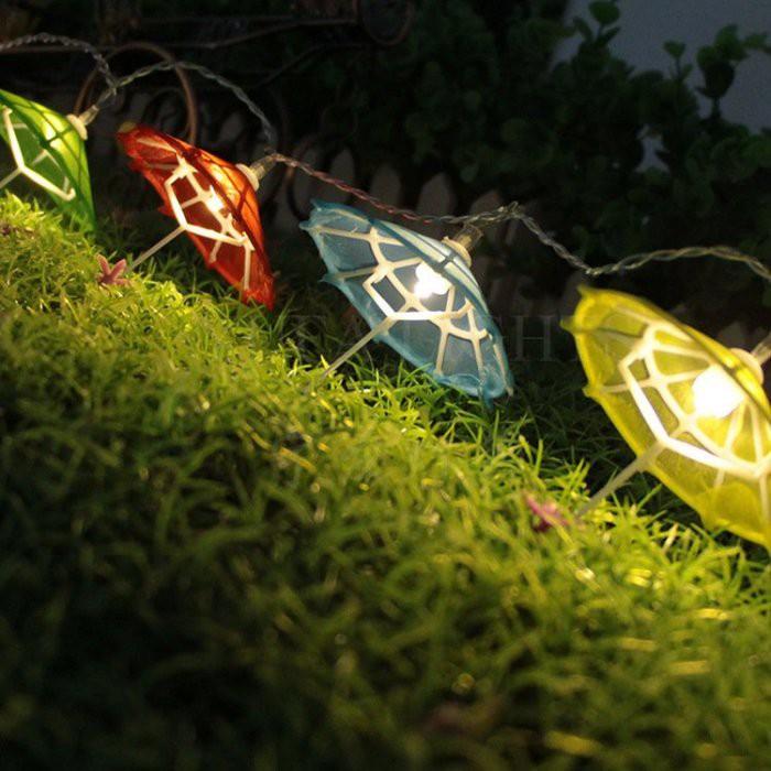 ☆四月科技能源☆電池燈 文藝古典雨傘燈籠 小清新裝飾LED燈串 透明線-細節圖3