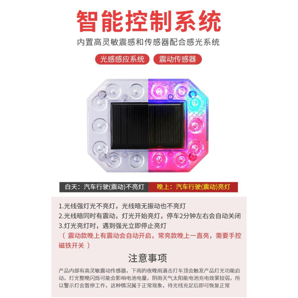 🇹🇼四月科技能源🍀汽車貨車LED太陽能爆閃警示燈防追尾免接線磁控貨車警示尾燈(雙面膠/螺絲款)A0438-3-細節圖3