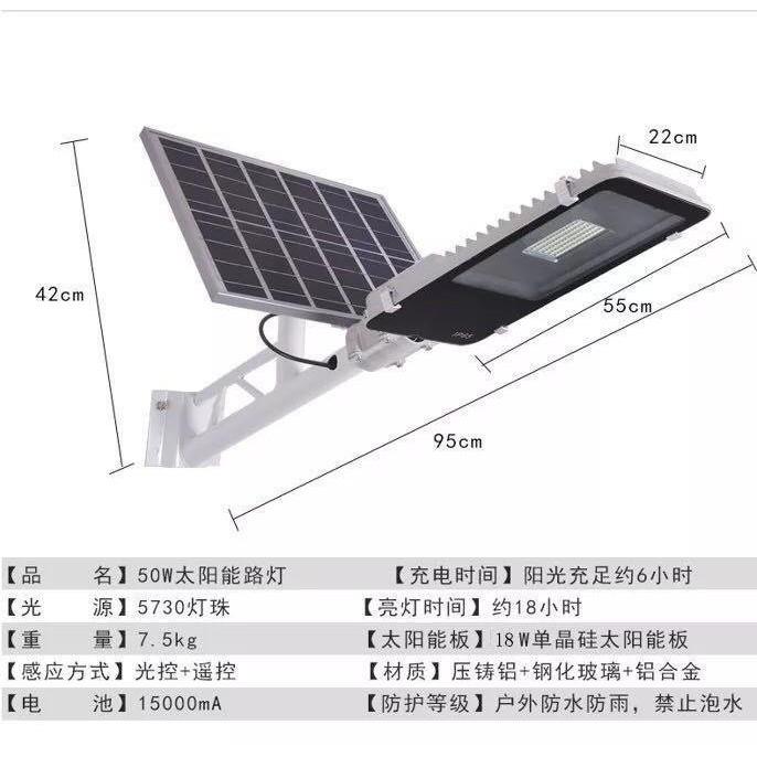 🎏🇹🇼四月科技能源🍀光控50W太陽能燈一體化高桿防水道路庭院廣場戶外燈新農村改造太陽能路燈(長亮型)A0390-細節圖4