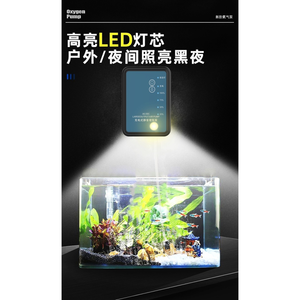 ☆四月科技能源☆ 可太陽能充電兩用帶LED照明燈增氧幫浦釣魚專用小型usb便攜打氧氣幫浦戶外A0096-9-細節圖5