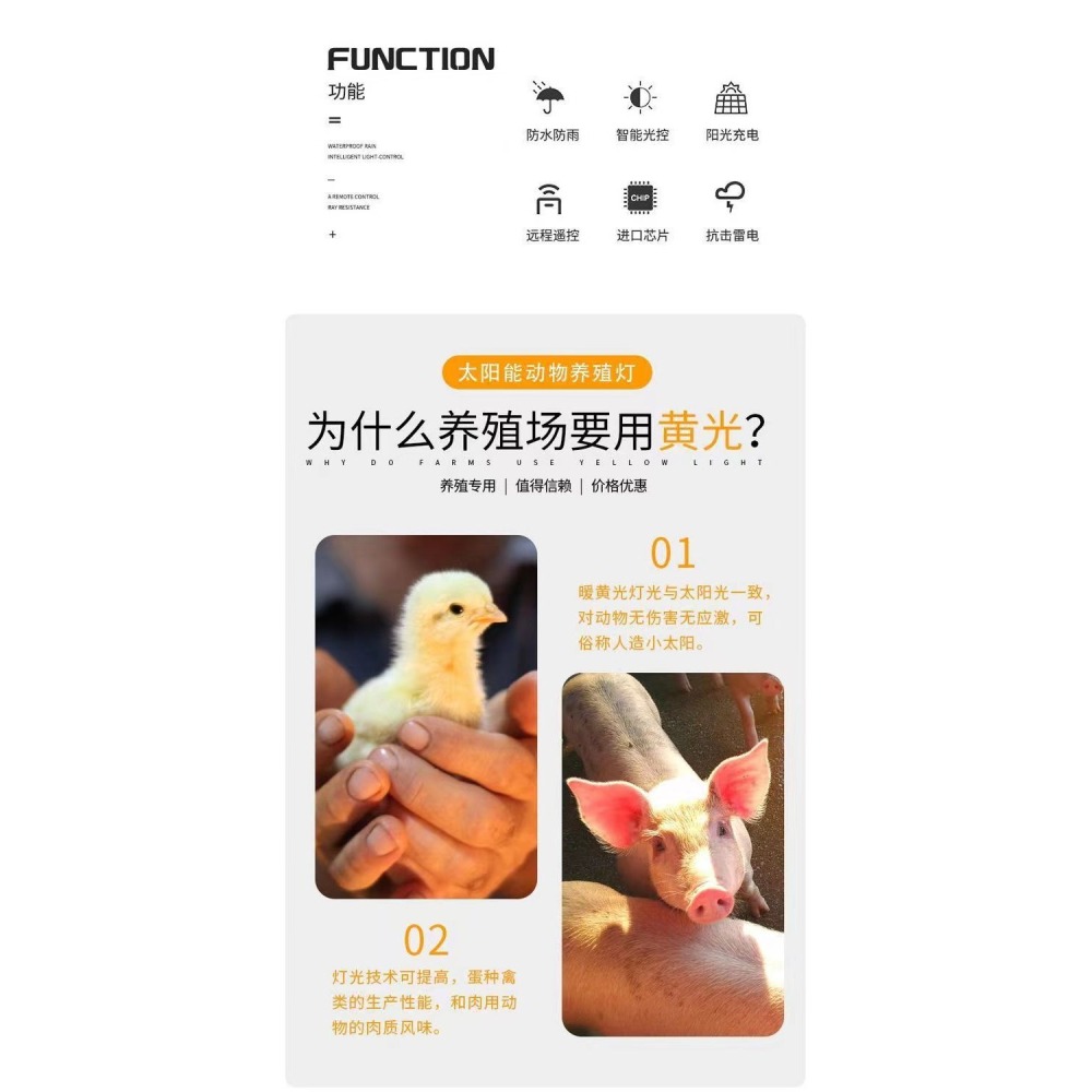 ☆四月科技能源☆養殖場太陽能燈40W養雞場專用led超亮養殖場暖光燈照明燈蛋雞節能燈A0021-2[010-3]-細節圖4