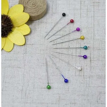 🇹🇼拉拉Lala＇s 盒裝珠光彩色定位針 100枚裝大頭針-細節圖3