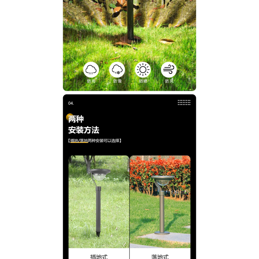 🇹🇼四月科技能源🍀光控 太陽能燈戶外庭院燈超亮LED草坪燈防水花園別墅裝飾地插路燈A0093-細節圖9