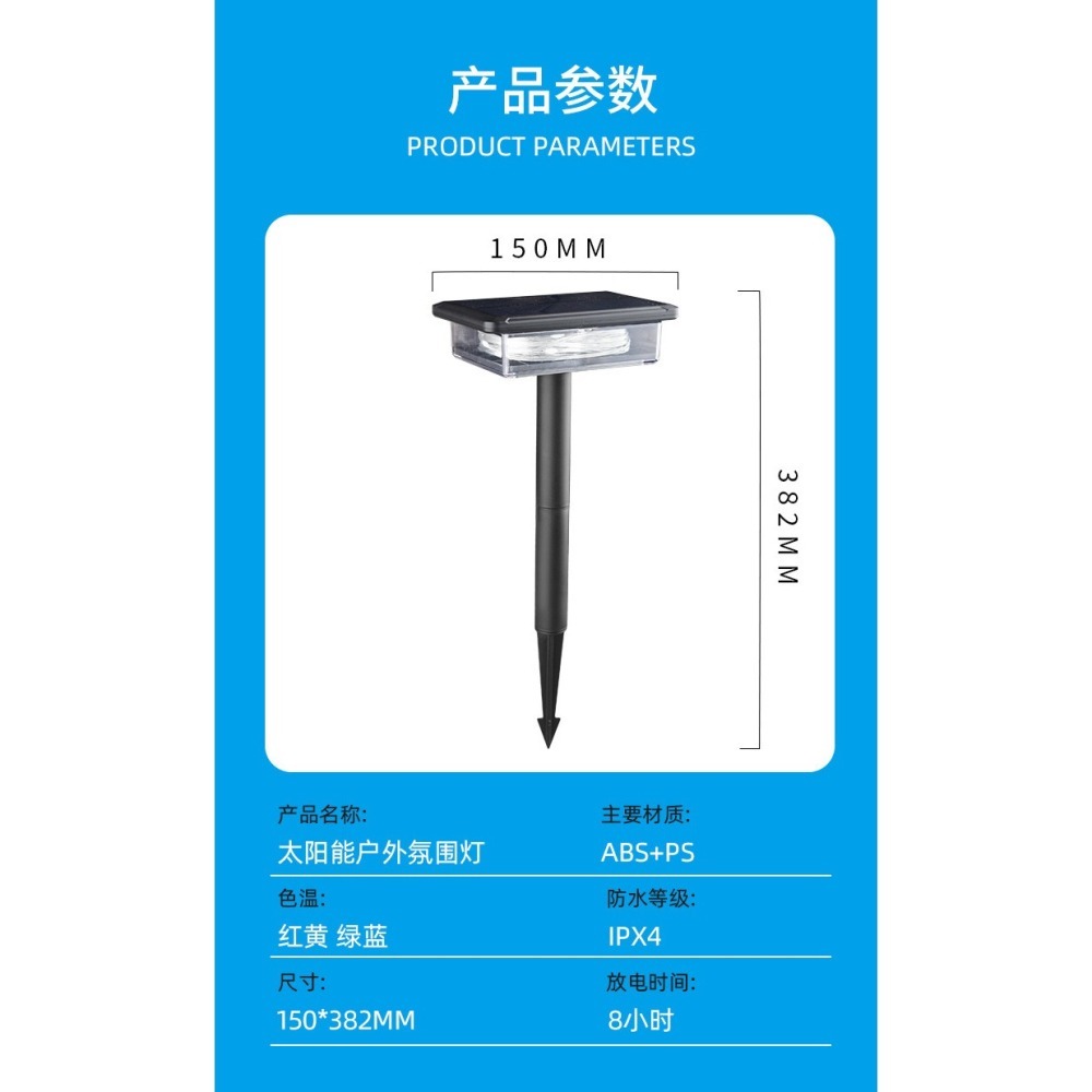 ╭☆April shop☆╮光控太陽能燈 戶外防水太陽能庭院草坪燈牆壁掛燈光線智慧感應彩色串燈 A0052[04-3]-細節圖2