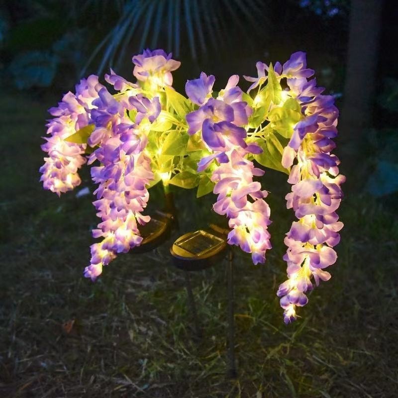 🍀四月科技能源🍀光控太陽能燈 太陽能紫藤花燈戶外模擬花燈庭院裝飾燈LED假花地插草坪燈A0193-13[02-1]-細節圖6