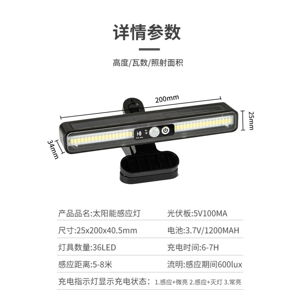 🇹🇼四月科技能源🍀光控太陽能全新太陽能板夾子燈庭院花園防水戶外照明燈人體感應壁燈免安裝A0025-3{03-2}-細節圖6