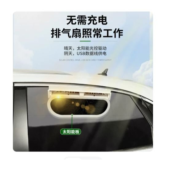 ╭☆April shop☆╮1W太陽能車載 雙排風扇 換氣扇車內排煙扇空氣循環排氣扇汽車降溫神器[010-4-細節圖3