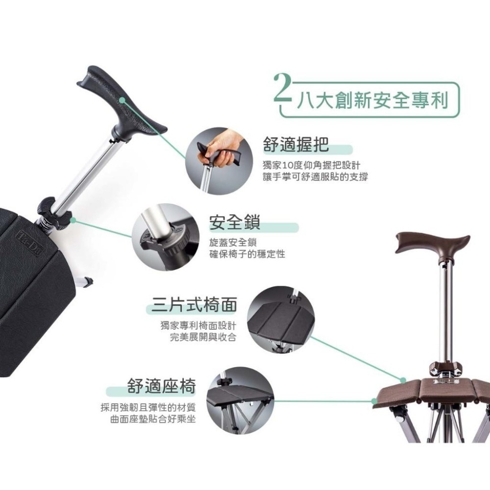 【泰達椅-自動手杖椅】拐杖｜椅子｜銀髮族｜單手好操作-細節圖5