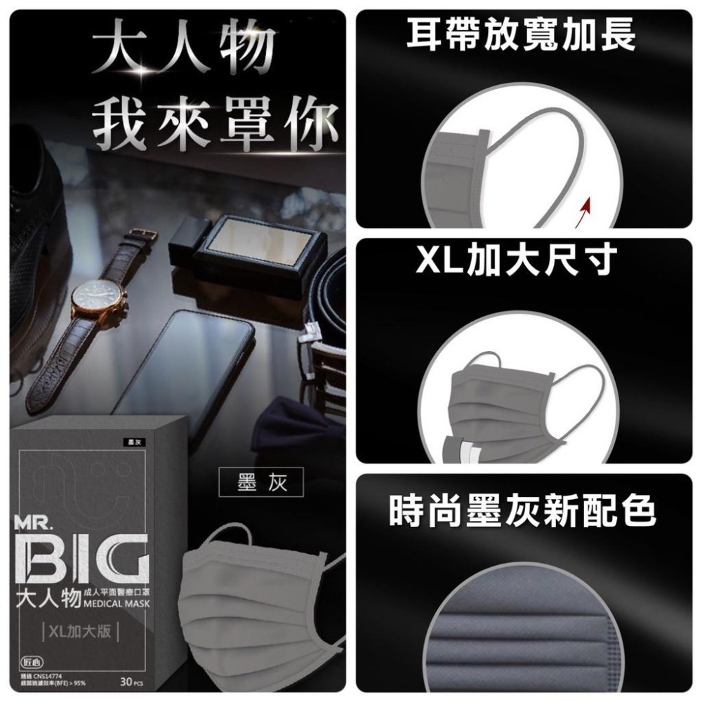 【匠心】醫用級｜XL 加大版｜大人物｜醫療口罩｜台灣製｜30入-細節圖2