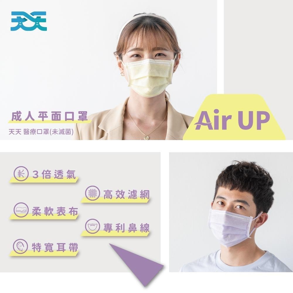 【天天】AIR UP｜升級版｜透氣舒適｜寬耳帶｜醫療口罩｜台灣製｜多款多色-細節圖9