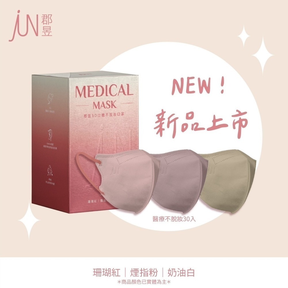 【郡昱JUN YU】｜3D立體｜獨立包裝｜獨家小臉版型｜全台首創不脫妝內層｜30入/盒｜醫療級｜台灣製-細節圖4