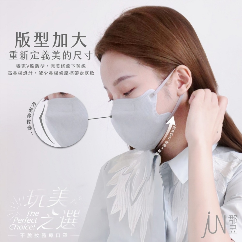 【郡昱JUN YU】｜3D立體｜獨立包裝｜獨家小臉版型｜全台首創不脫妝內層｜30入/盒｜醫療級｜台灣製-細節圖8