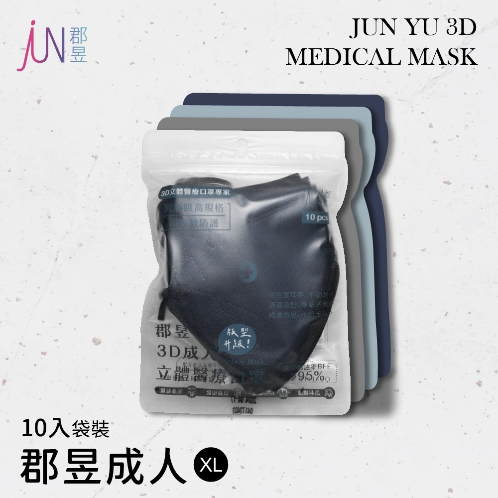 【郡昱3D｜加大XL】袋裝 10入 立體醫療口罩-細節圖10