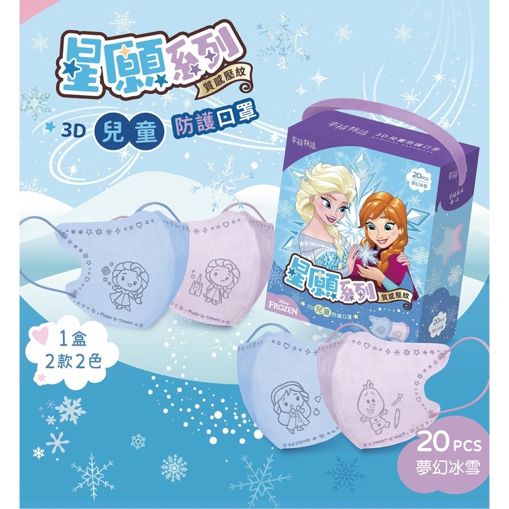 【幸福物語｜皮克斯系列】三眼怪｜冰雪奇緣｜草莓 成人平面｜兒童立體口罩20入-細節圖2