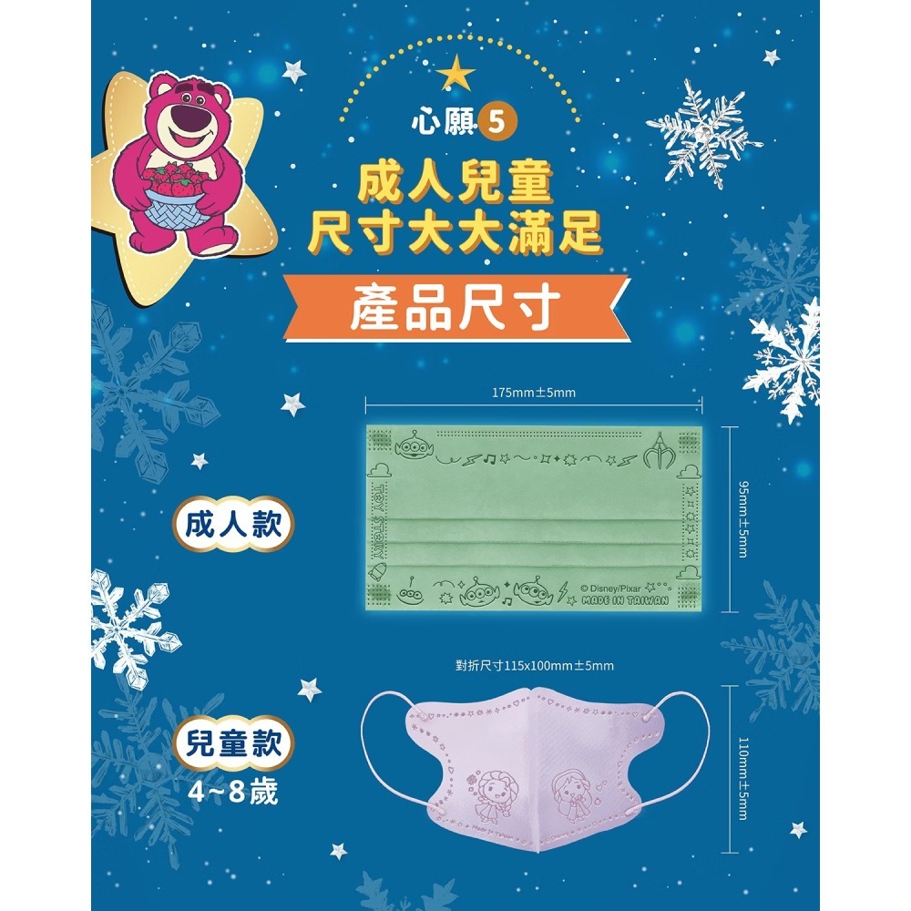 【幸福物語｜皮克斯系列】三眼怪｜冰雪奇緣｜草莓 成人平面｜兒童立體口罩20入-細節圖9
