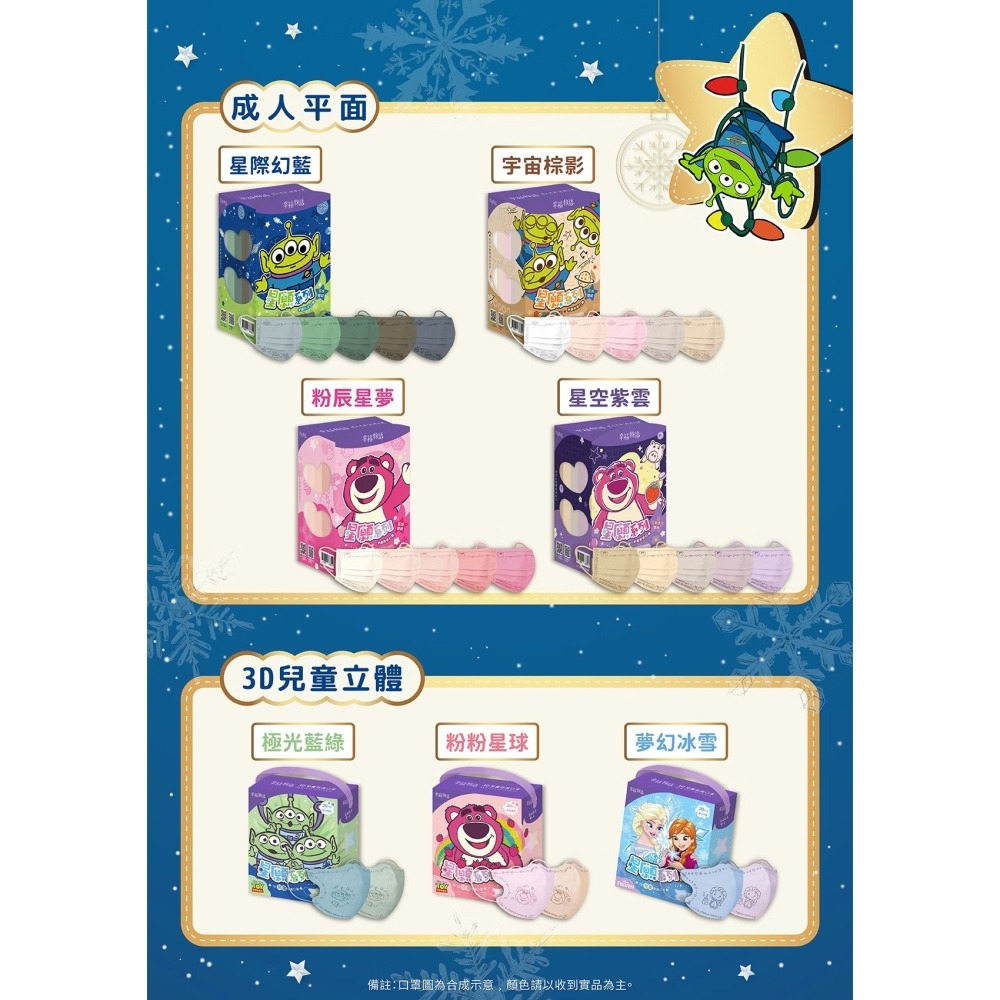 【幸福物語｜皮克斯系列】三眼怪｜冰雪奇緣｜草莓 成人平面｜兒童立體口罩20入-細節圖10