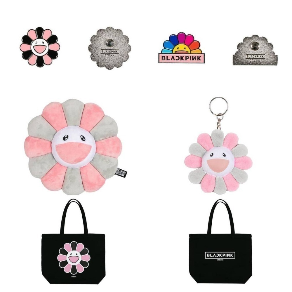 4/13出貨 日本 BLACKPINK x 村上隆 聯名 粉絲周邊週邊 服飾 提袋 鑰匙圈 抱枕 花朵 手提袋 托特包-細節圖5