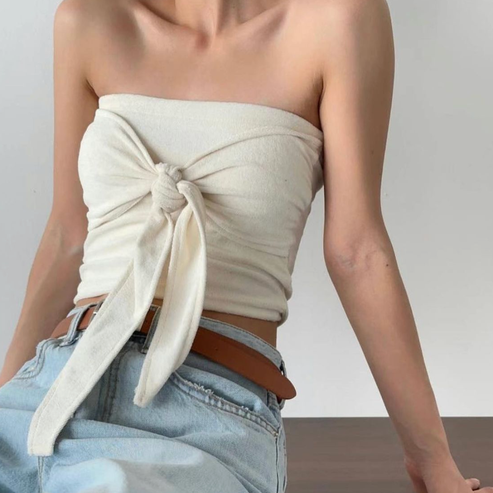 【現貨-灰】2way綁帶平口上衣 原價$580-細節圖2