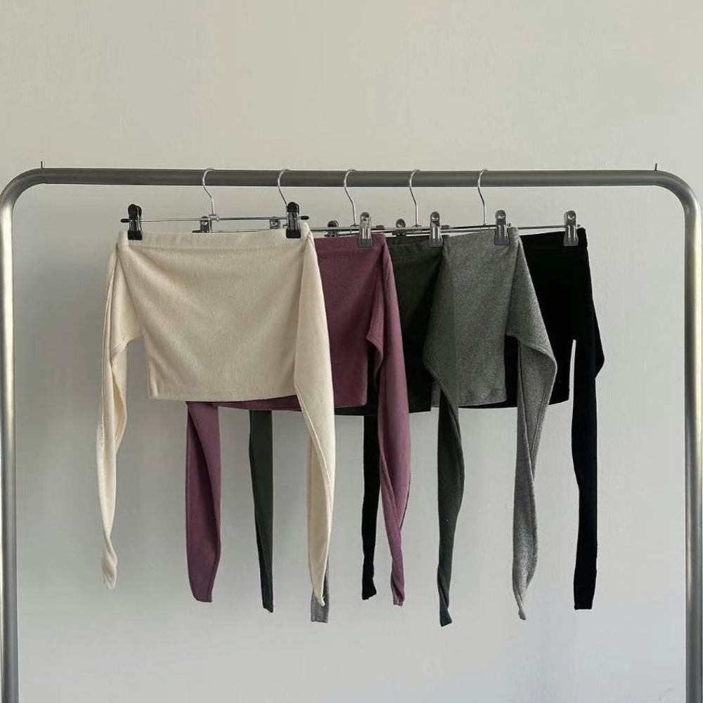 【現貨-灰】2way綁帶平口上衣 原價$580-細節圖3