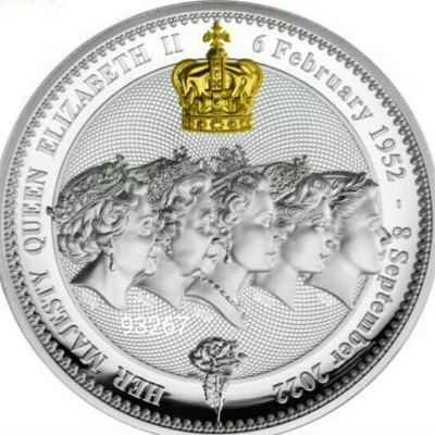 售75000元全球限量96枚~英女王伊麗莎白二世銀幣1公斤~局部鍍金盒證齊全，銀幣，錢幣，紀念幣，幣~英女王銀幣一公斤