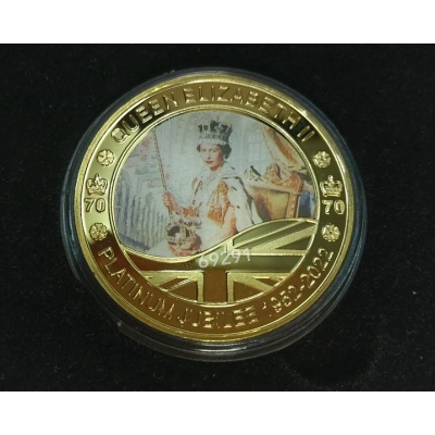 英女王伊麗莎白二世彩色鍍金紀念幣~非銀幣有盒子，錢幣，紀念幣，銀幣，幣，女王銀幣~英女王伊麗莎白二世彩色鍍金紀念幣