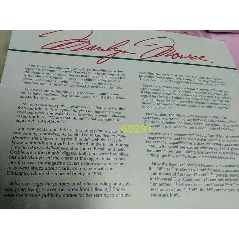 瑪麗蓮夢露黃金郵票~22K黃金有證書，黃金郵票，黃金，純金，郵票，收藏~瑪麗蓮夢露22K黃金郵票-細節圖5