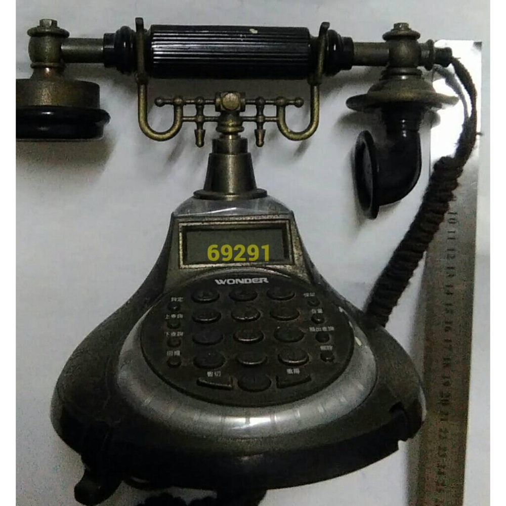 旺德復古電話機，古董電話機，復古電話機，電話，擺飾~復古電話機擺飾~電池室完整，裝電池無反應當一般擺飾品販售-細節圖5