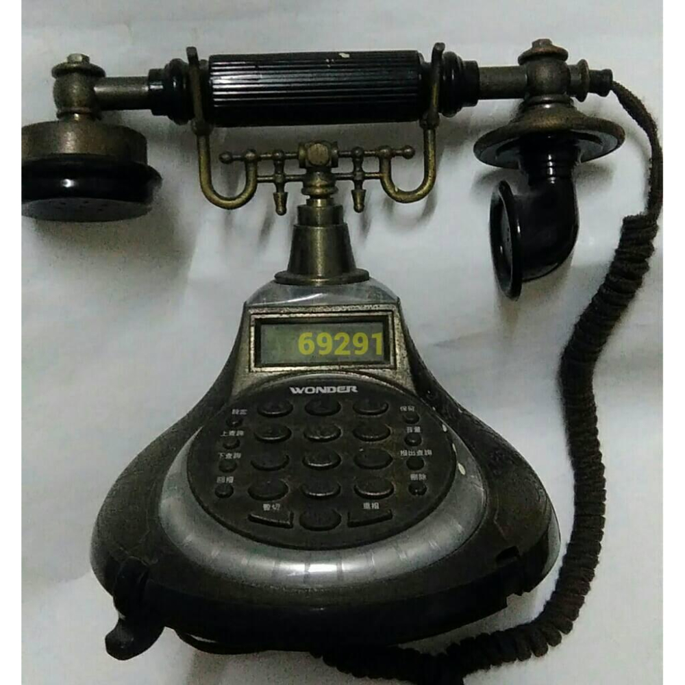 旺德復古電話機，古董電話機，復古電話機，電話，擺飾~復古電話機擺飾~電池室完整，裝電池無反應當一般擺飾品販售-細節圖7