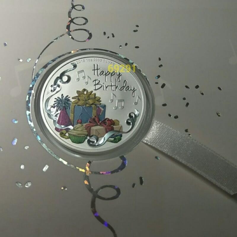 澳大利亞生日快樂彩色精鑄銀幣一盎司，限量銀幣，澳洲銀幣，銀幣，錢幣，幣~澳大利亞生日快樂彩色精鑄銀幣-細節圖3