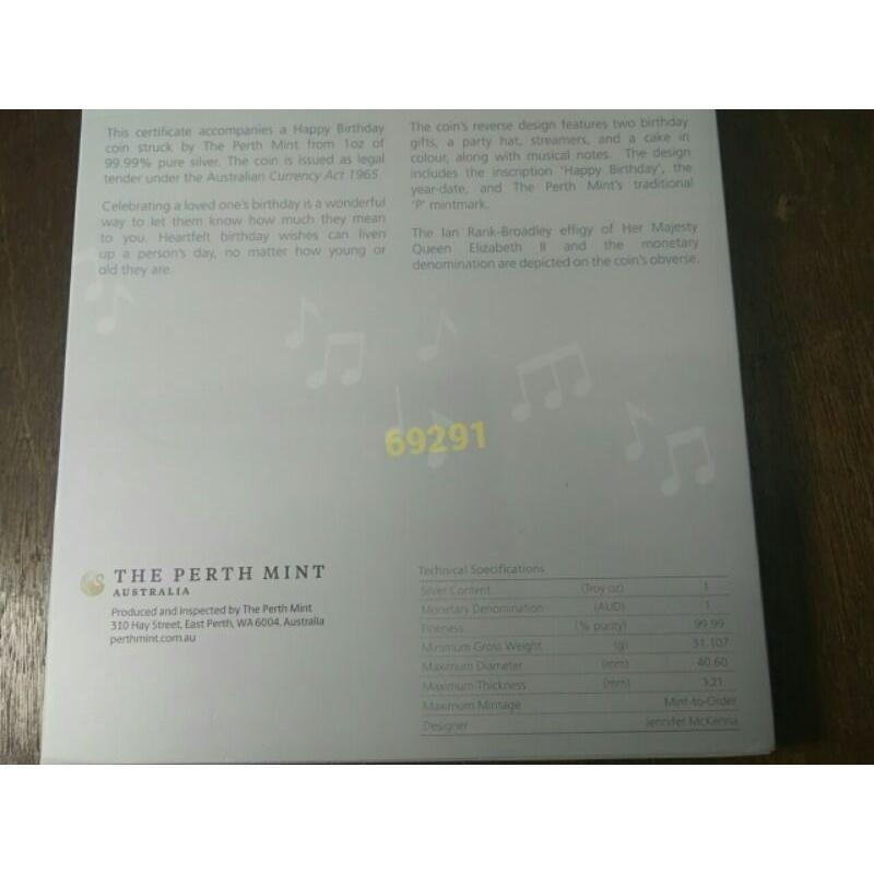 澳大利亞生日快樂彩色精鑄銀幣一盎司，限量銀幣，澳洲銀幣，銀幣，錢幣，幣~澳大利亞生日快樂彩色精鑄銀幣-細節圖7