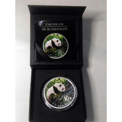 售3990元全球限量100枚～2016中國熊貓彩色版銀幣一盎司，熊貓銀幣，貓熊銀幣，銀幣，錢幣，幣~中國熊貓銀幣彩色版