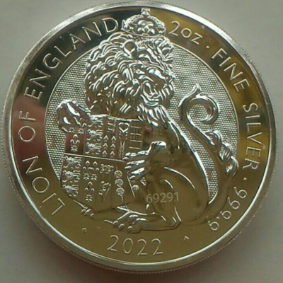 售價2500元~2022英國獅王銀幣二盎司，獅王銀幣，英國銀幣，收藏錢幣，錢幣，紀念幣，銀幣，幣~2022年英國獅王銀幣